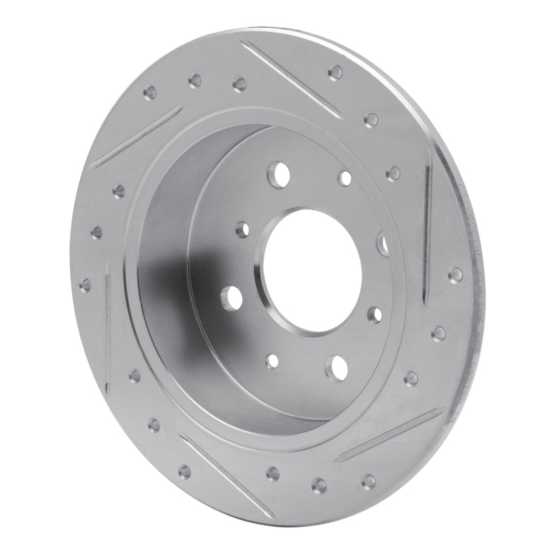 Acura Integra Brake Rotor (1) - Rear Left - R1 Concepts - Drilled & Slotted - Silver - `88-`01